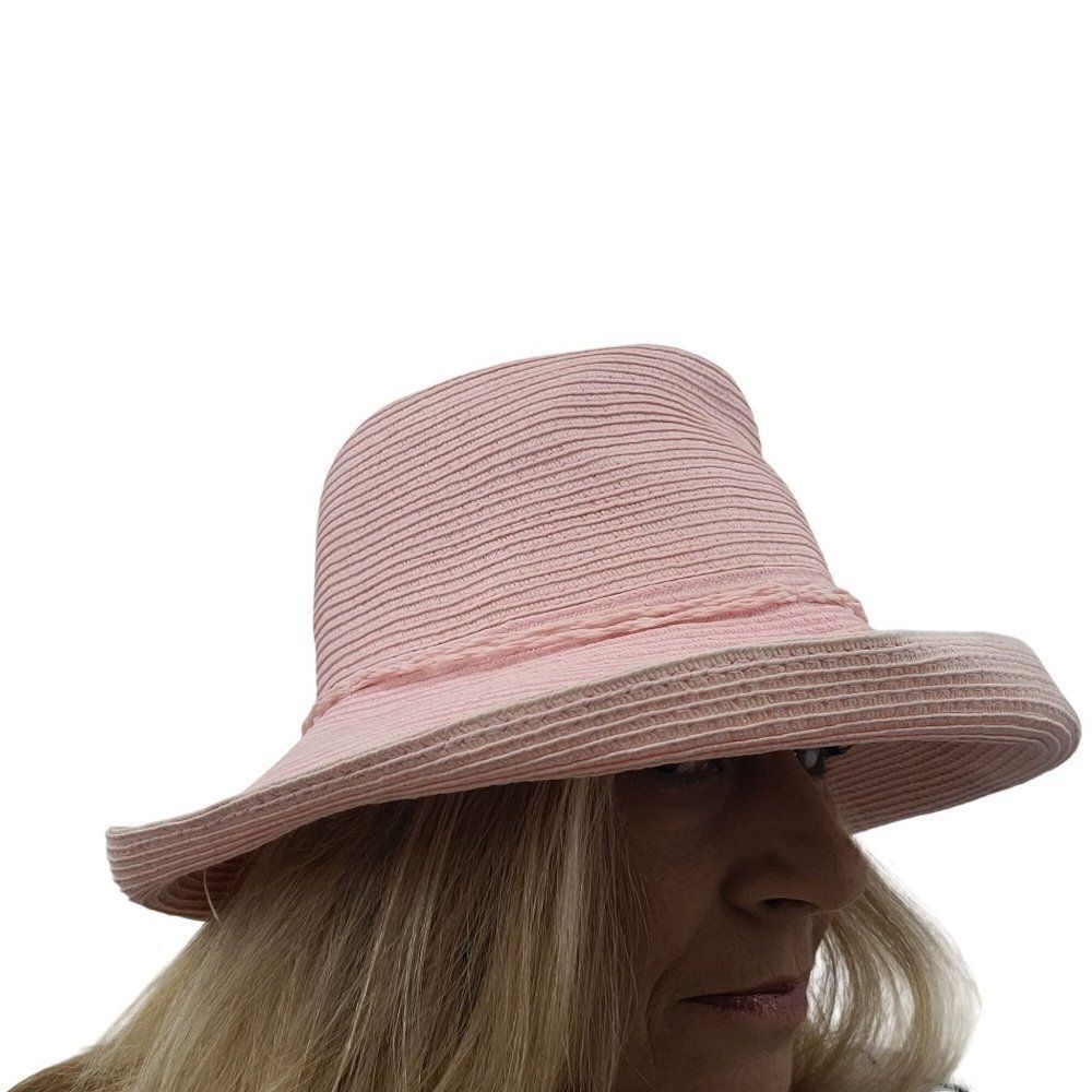 Dorfman Pacific Beach Bucket Safari Hat Pink‎ 100% Paper Braided Bow Detail